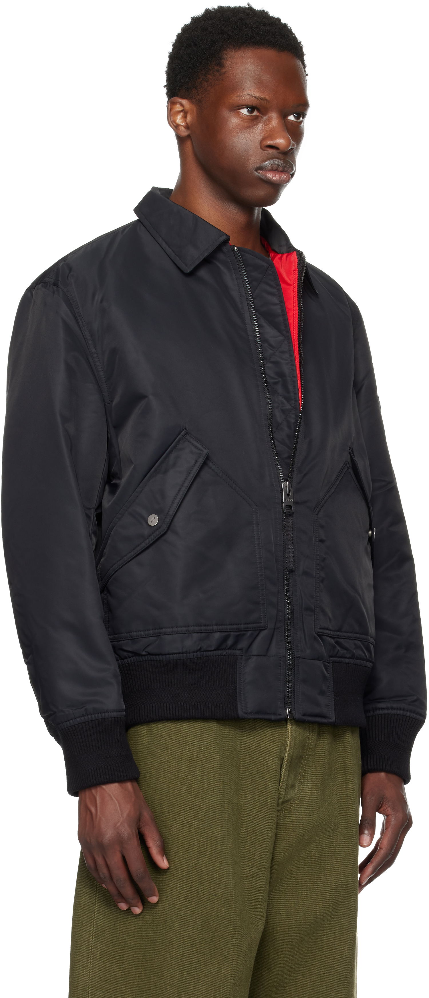 Bomberjakke BOSS HUGO Recycled Nylon Bomber Jacket Sort | 50541604, 1