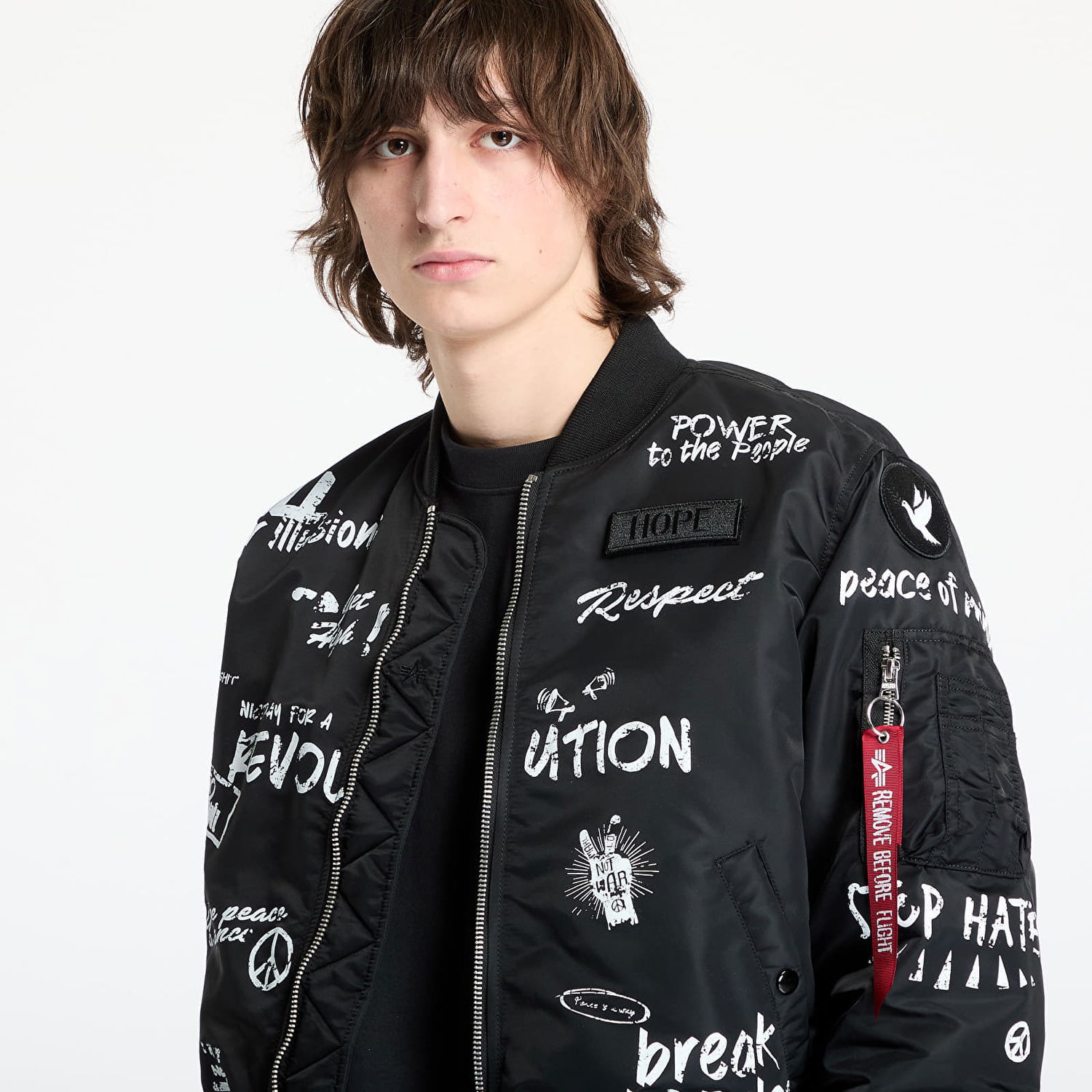 Bomberjakke Alpha Industries Alpha Industries MA-1 Peace Bomber Jacket Sort | 156136-03, 1