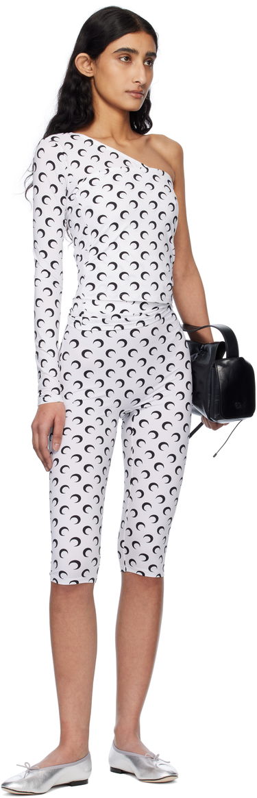 Leggings Marine Serre Marine Serre Moon Print Jersey Capri Leggings Hvid | WPA157A CJER0001, 3
