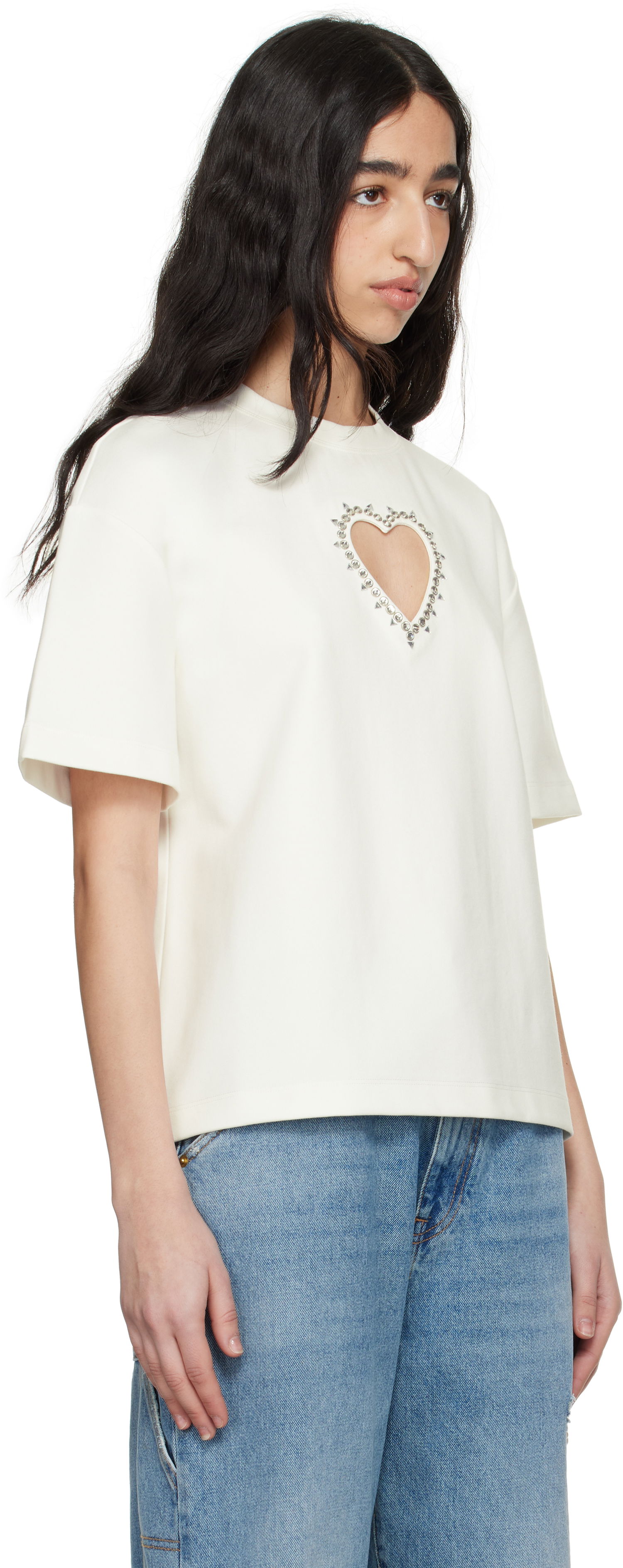 T-shirt Area AREA Crystal Heart Cutout Relaxed T-Shirt Hvid | 0000TS0026FA01, 1