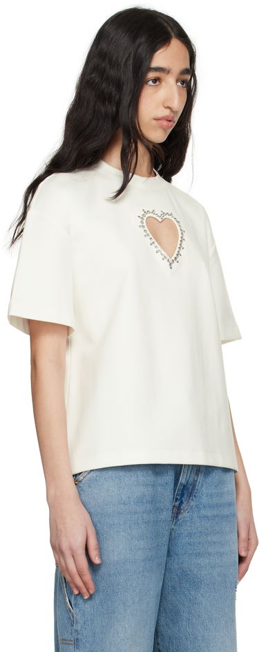 T-shirt Area AREA Crystal Heart Cutout Relaxed T-Shirt Hvid | 0000TS0026FA01, 1