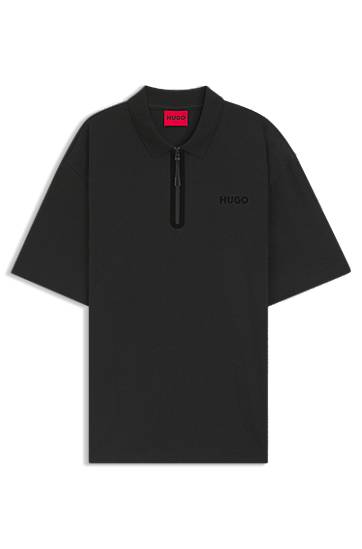 Polo skjorte BOSS HUGO Zip Placket Polo Shirt Sort | 50542313