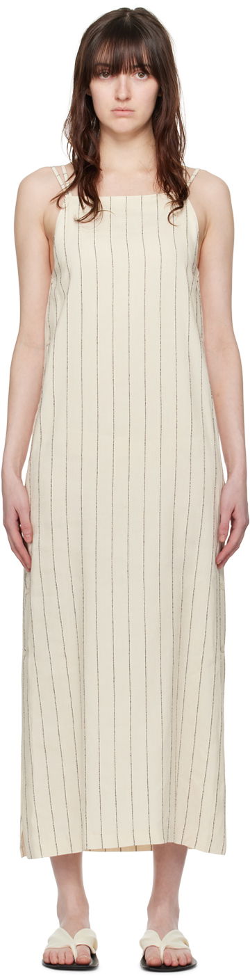 Kjole Loulou de Saison Loulou de Saison Etta Striped Midi Dress Beige | ETTA, 0