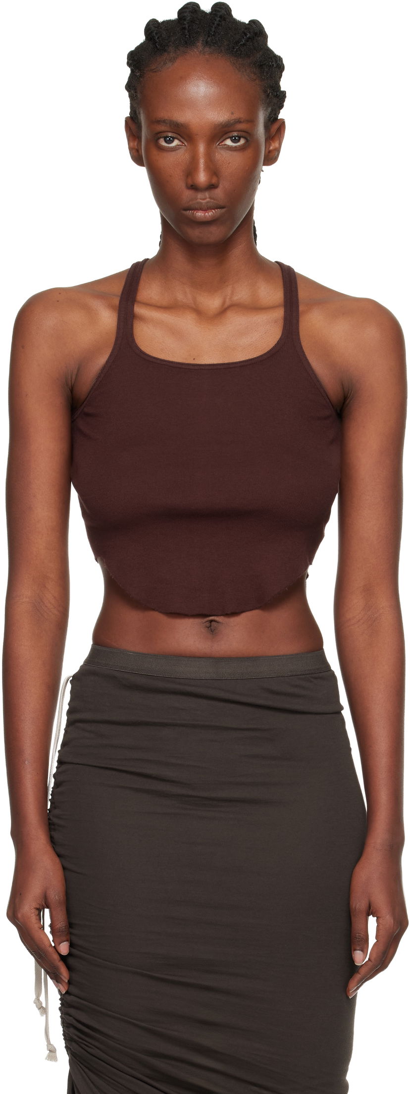 Tanktop Rick Owens DRKSHDW Concordians Basic Rib Tank Top Brun | DS02E7100 RN