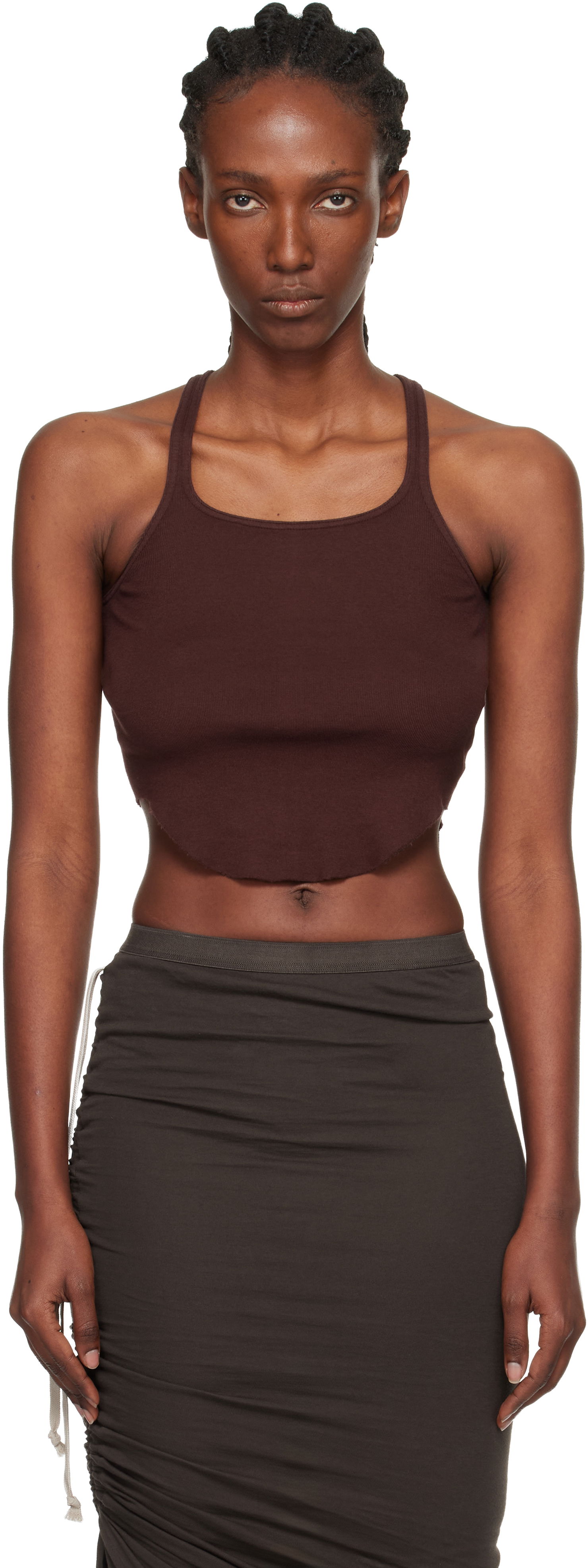 Tanktop Rick Owens DRKSHDW Concordians Basic Rib Tank Top Brun | DS02E7100 RN, 0