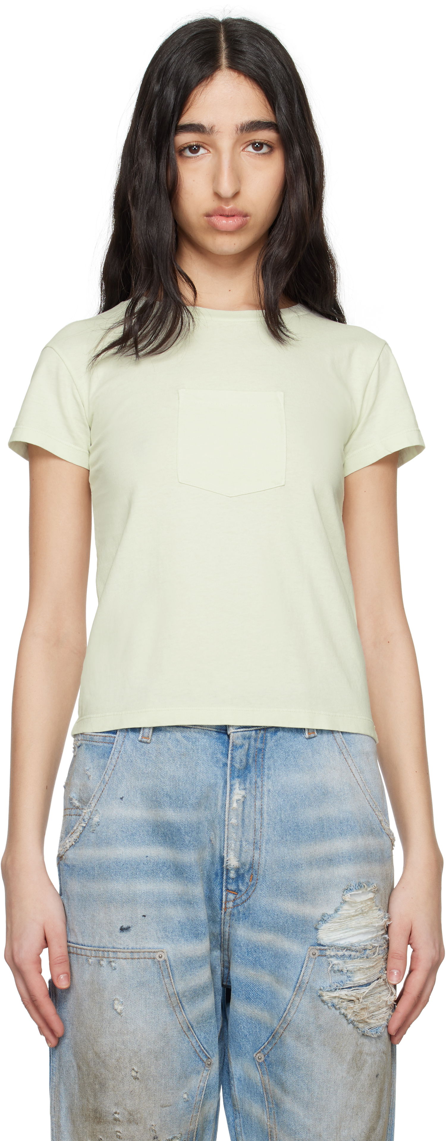 T-shirt Maison Margiela MM6 Maison Margiela Heavy Cotton Jersey Pocket T-Shirt Grøn | S62GD0195 M20108, 0