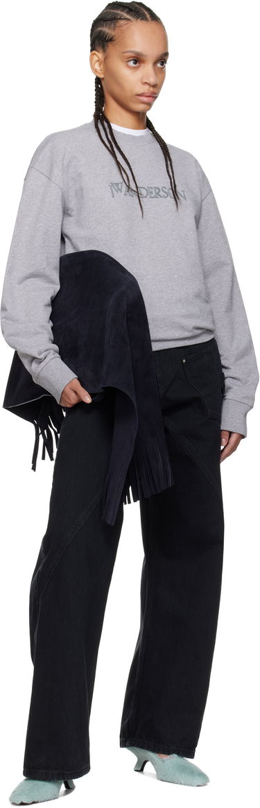 Skuldertaske JW Anderson JW Anderson Medium Suede Fringe Scarf Bag Mørkeblå | HB0700-LA0361, 3
