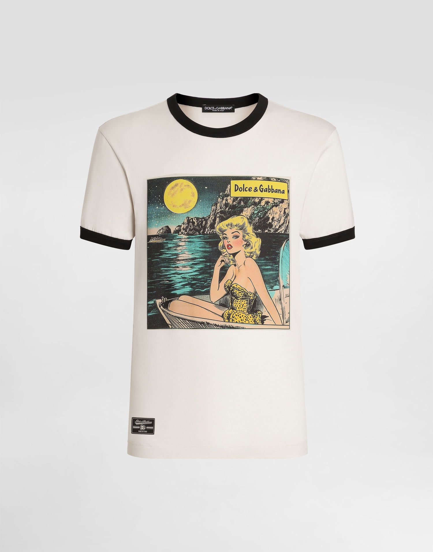 T-shirt Dolce & Gabbana Dolce & Gabbana Comic Print Cotton T-Shirt Beige | G8PV1TG7PHFA4567, 0