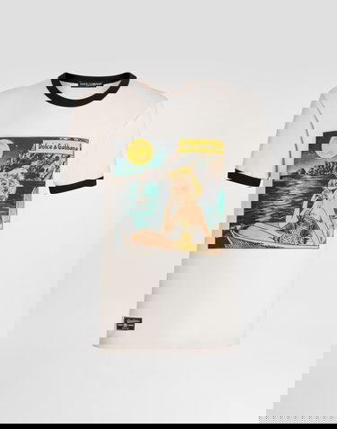 T-shirt Dolce & Gabbana Dolce & Gabbana Comic Print Cotton T-Shirt Beige | G8PV1TG7PHFA4567, 0