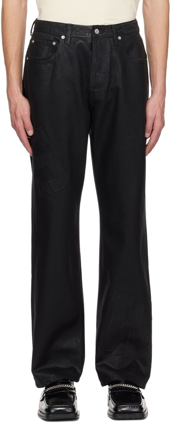 Jeans Saintwoods Waxed Black Jeans Sort | SW01607