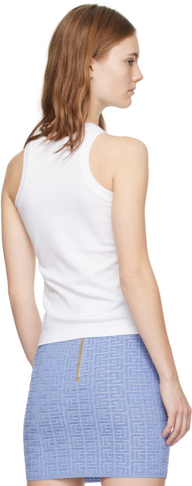 Tanktop Balmain Balmain Retro 'PB' Tank Top Hvid | DF1EB045BC49, 2