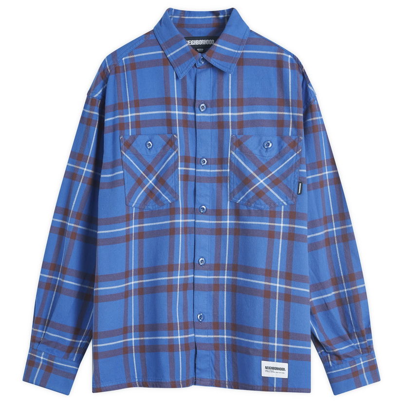 Skjorte Neighborhood Tartan Check Shirt Blue Blå | 242BENH-SHM01-BLU