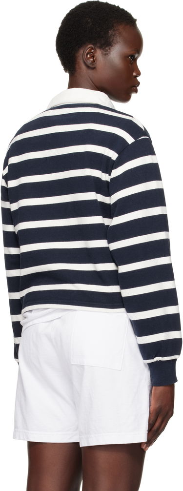 Polo skjorte Sporty & Rich Navy & White Striped Cropped Rugby Polo Mørkeblå | ST008506243ST39, 2