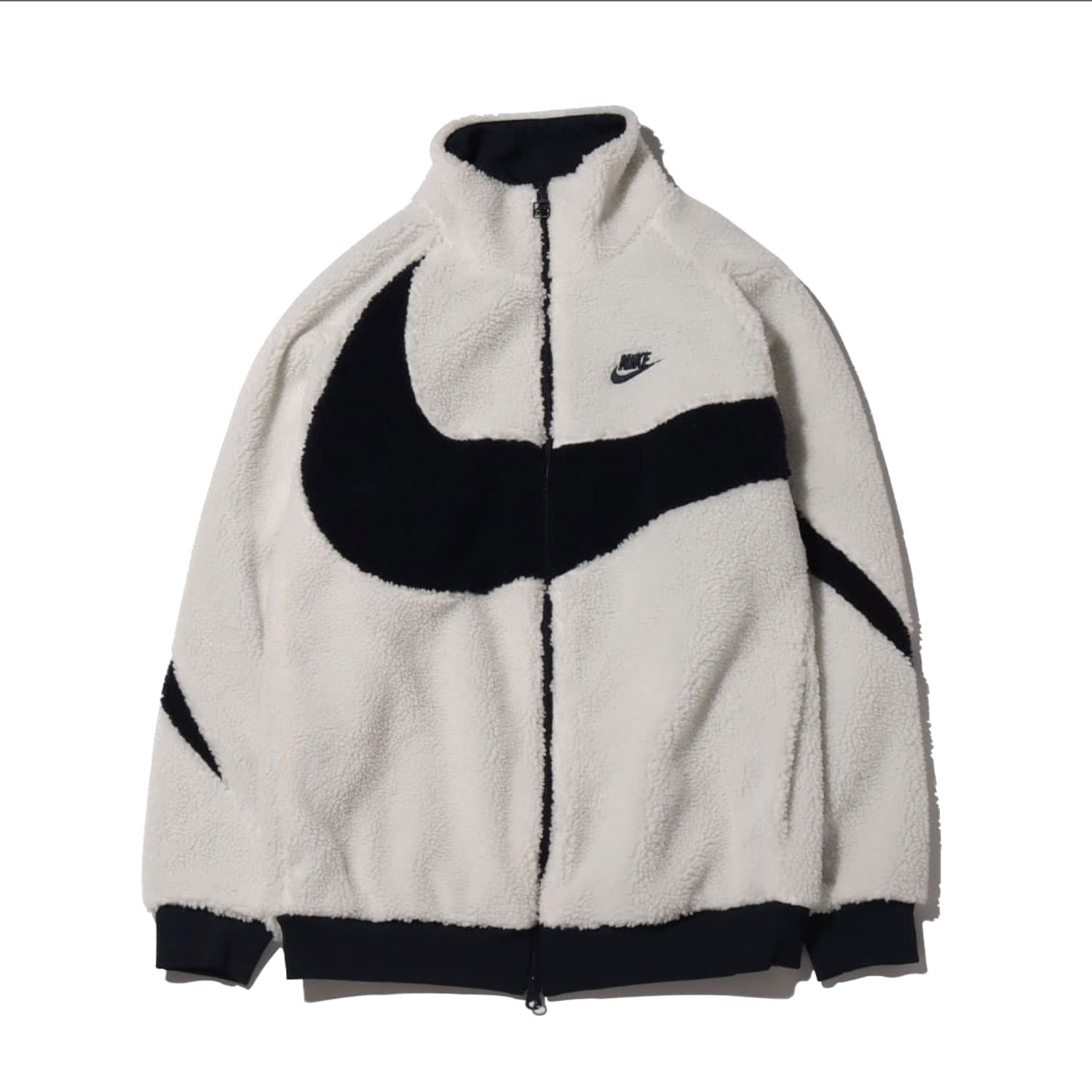 Jakke Nike Big Swoosh Reversible Boa Jacket White Black Grå | BQ6546-114, 0