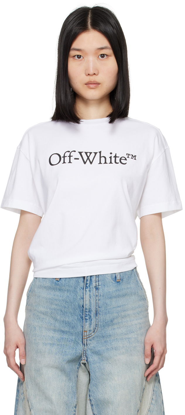T-shirt Off-White White Big Bookish Skate T-Shirt Hvid | OWAA089C99JER0030110