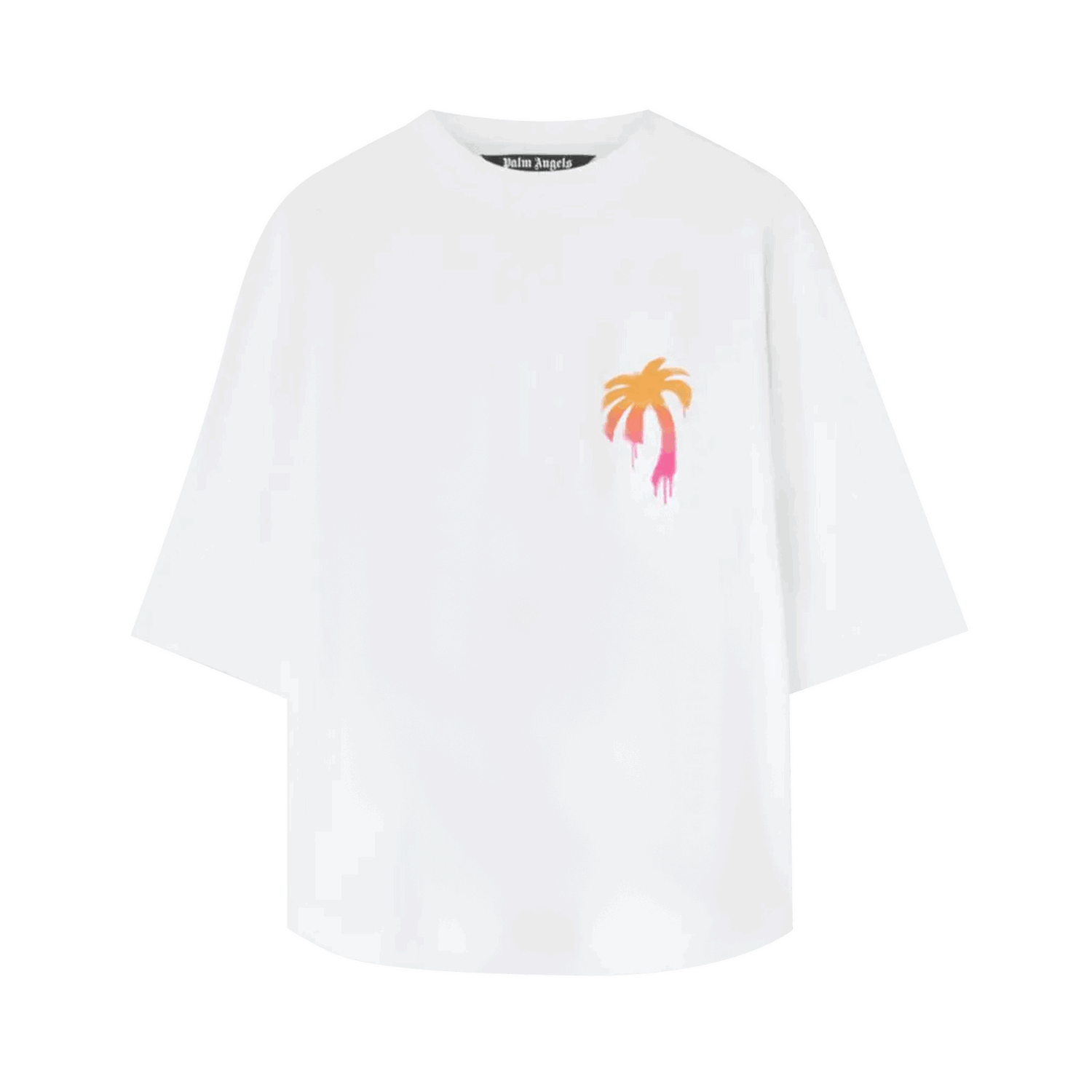 T-shirt Palm Angels Sprayed Palm Logo Over Tee Hvid | PMAA002F22JER0040132, 0