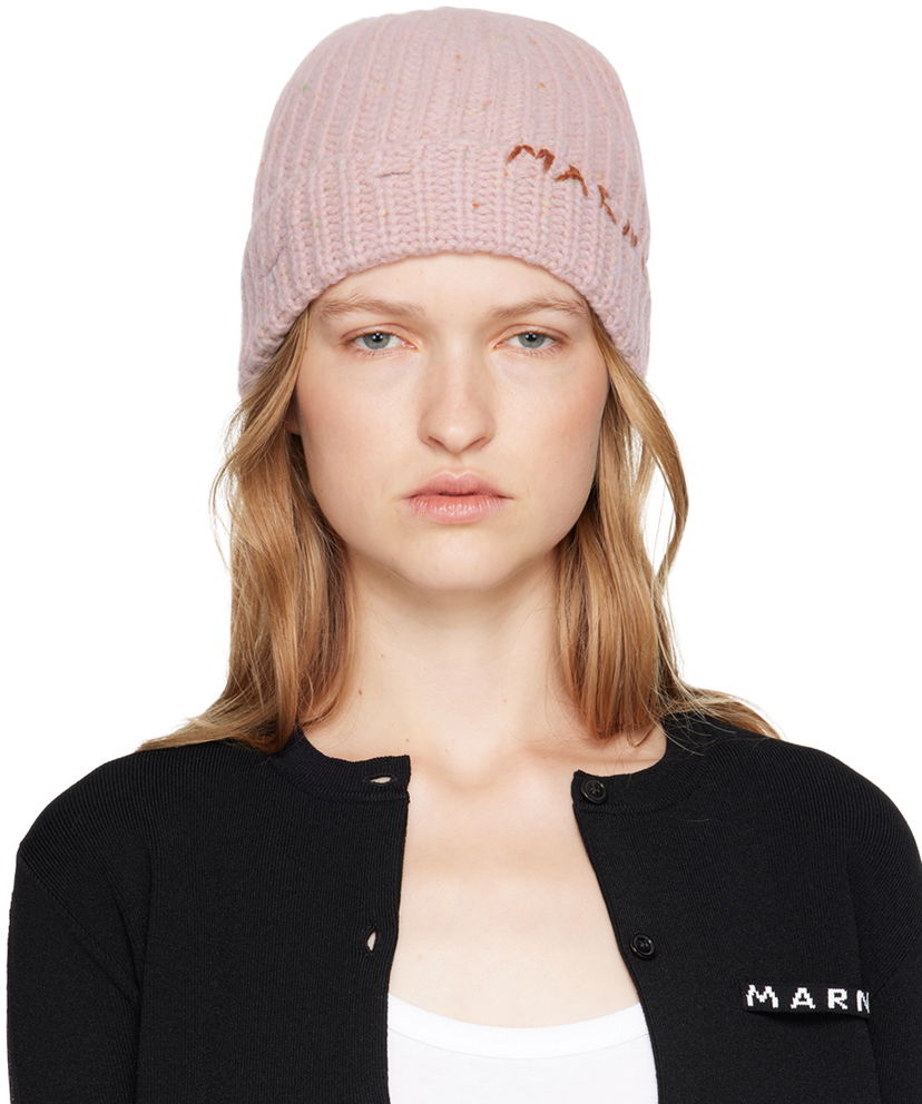 Beanie Marni Pink Shetland Wool Beanie Lyserød | CLMC0125Q0 UFH938