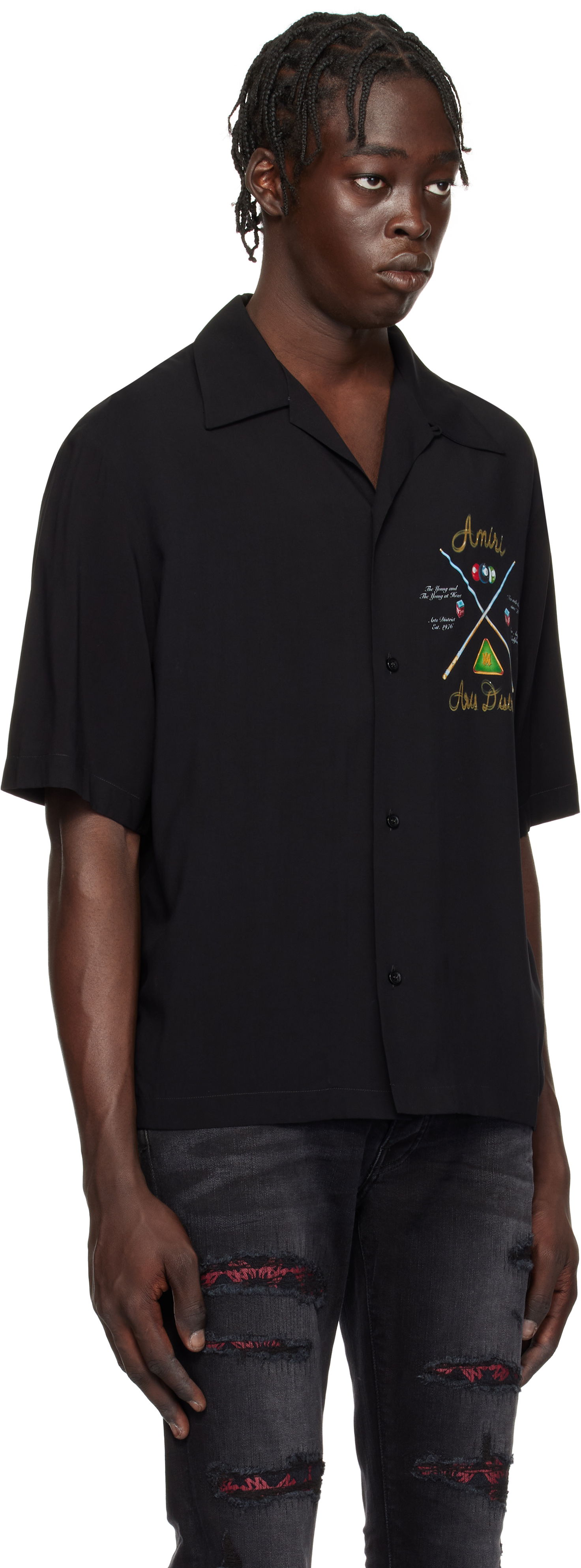 Skjorte AMIRI '' Pool Cue Bowling Shirt Sort | AMSTCA1078, 1