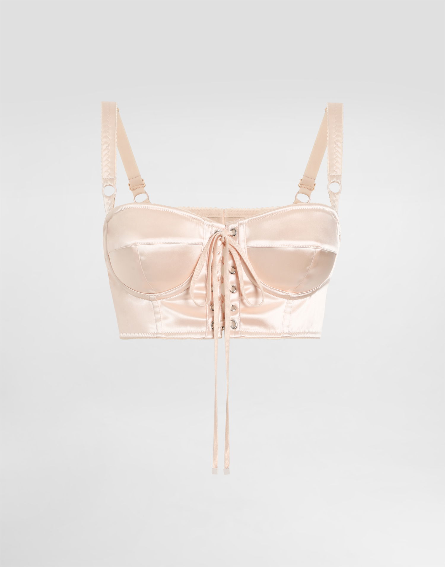 Bh Dolce & Gabbana Dolce & Gabbana Satin Bralette Top with Corset Detail Beige | F7AW6TGDCMXF0658, 0