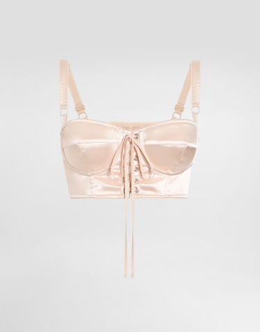 Bh Dolce & Gabbana Dolce & Gabbana Satin Bralette Top with Corset Detail Beige | F7AW6TGDCMXF0658, 0