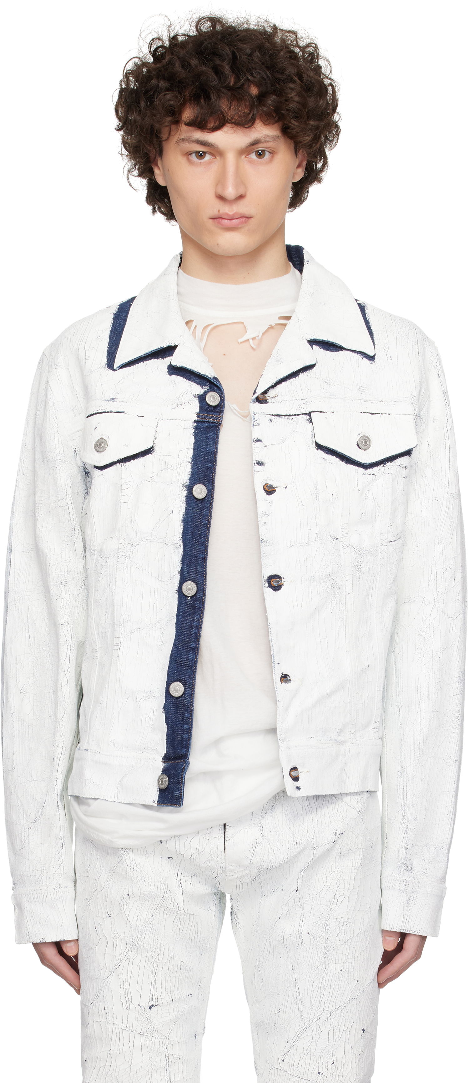 Bomberjakke Maison Margiela MM6 Maison Margiela Sports Denim Jacket Hvid | SH2AM0027 M30028, 0