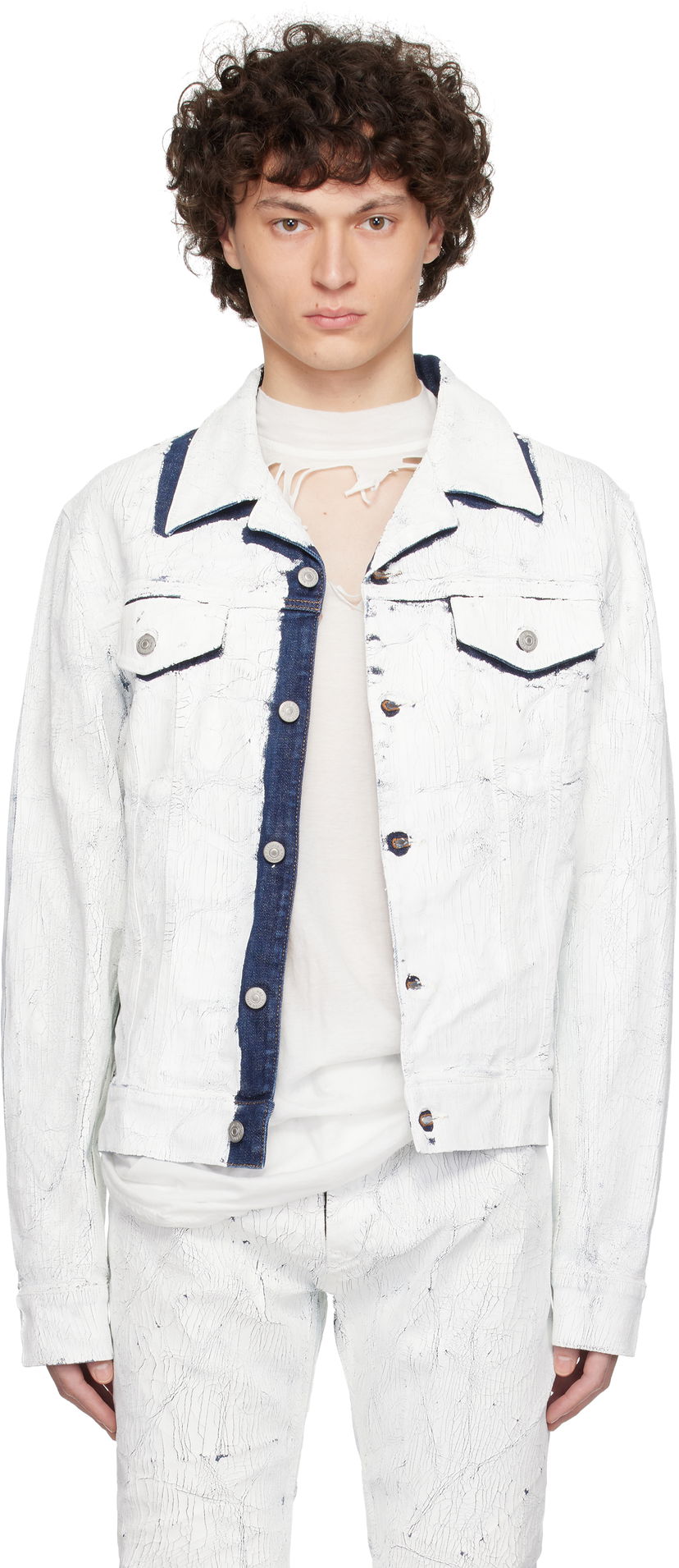 Bomberjakke Maison Margiela MM6 Maison Margiela Sports Denim Jacket Hvid | SH2AM0027 M30028