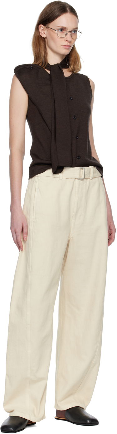 Sweater LEMAIRE Asymmetrical Sleeveless Cardigan Brun | TO1485 LK087, 3