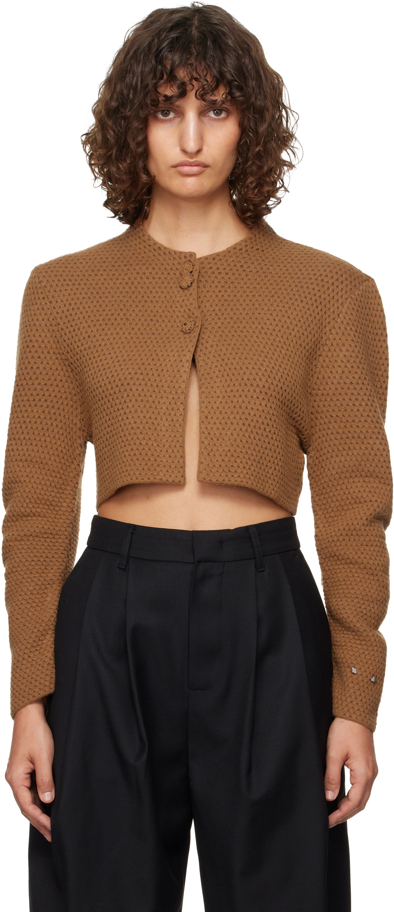 Sweater ADER ERROR Cropped Buttoned Cardigan Brun | BN01FWKT0701BR, 0