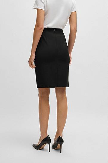 Nederdel BOSS Slim-Fit Virgin Wool Pencil Skirt Sort | 50490036, 1