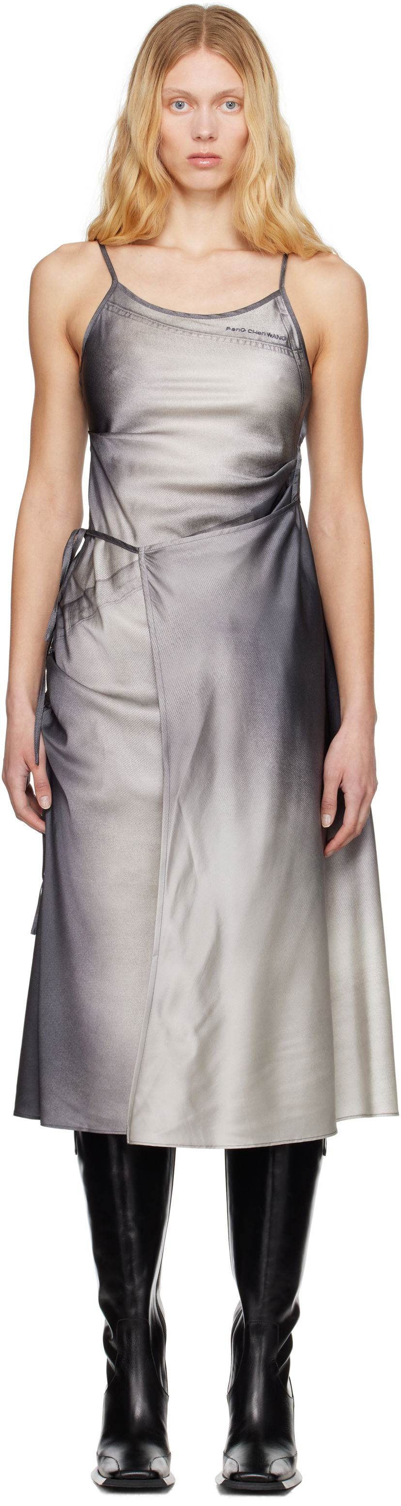 Kjole Feng Chen Wang Feng Chen Wang Draped Midi Dress Grå | FWS19DR01