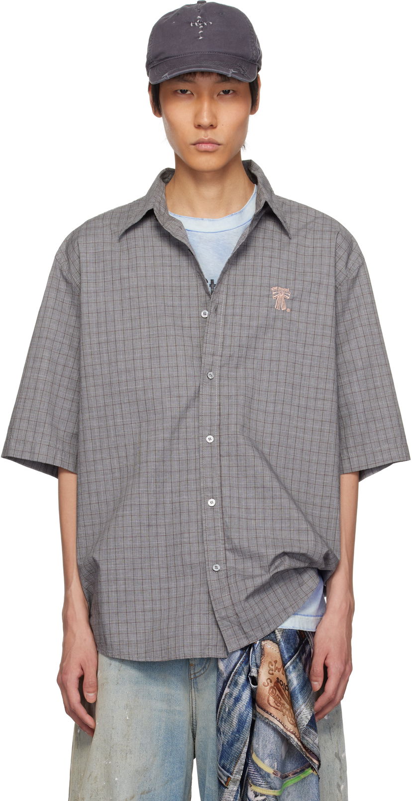 Skjorte Acne Studios Acne Studios Short Sleeve Button-Up Shirt Grå | BB0614-