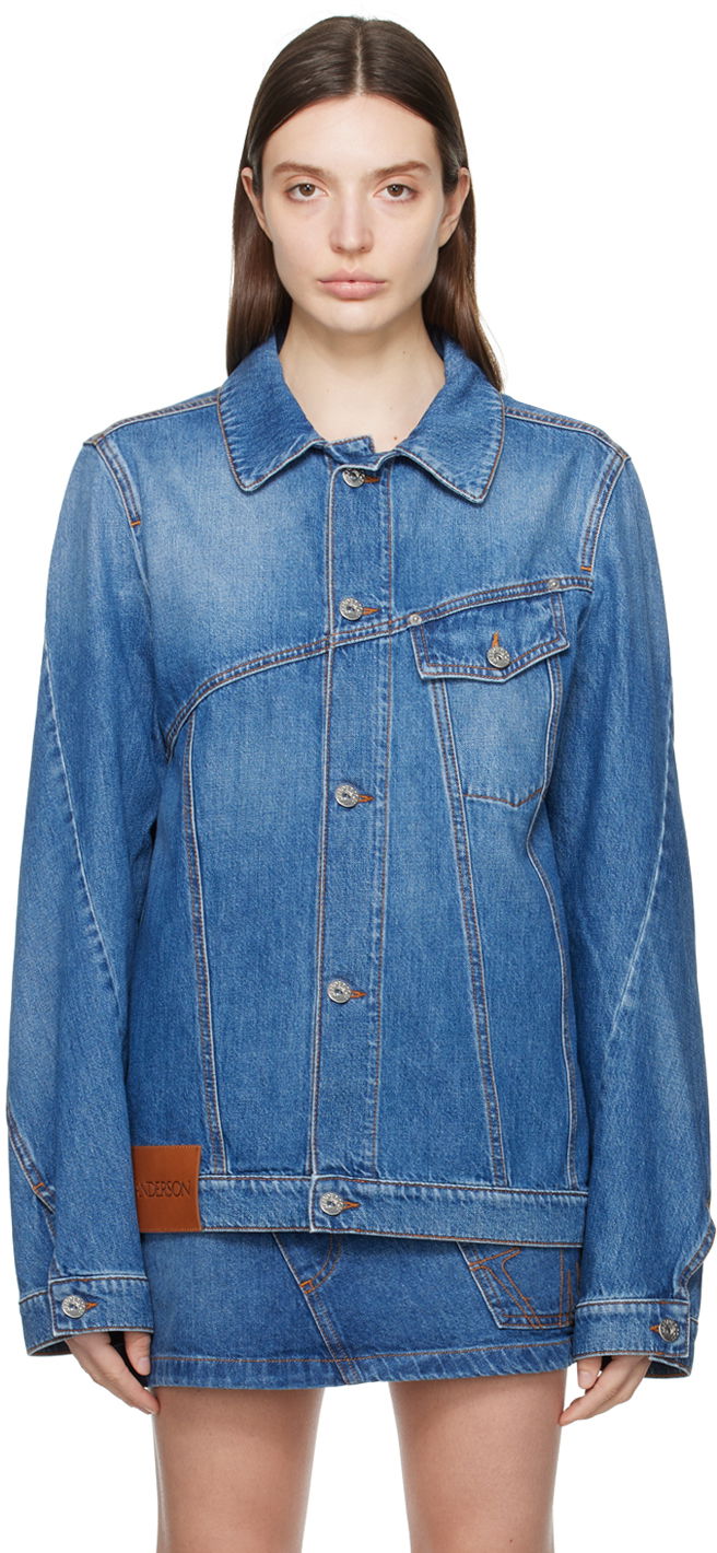 Jakke JW Anderson Blue Twisted Denim Jacket Turkis | DJ0030-PG1164