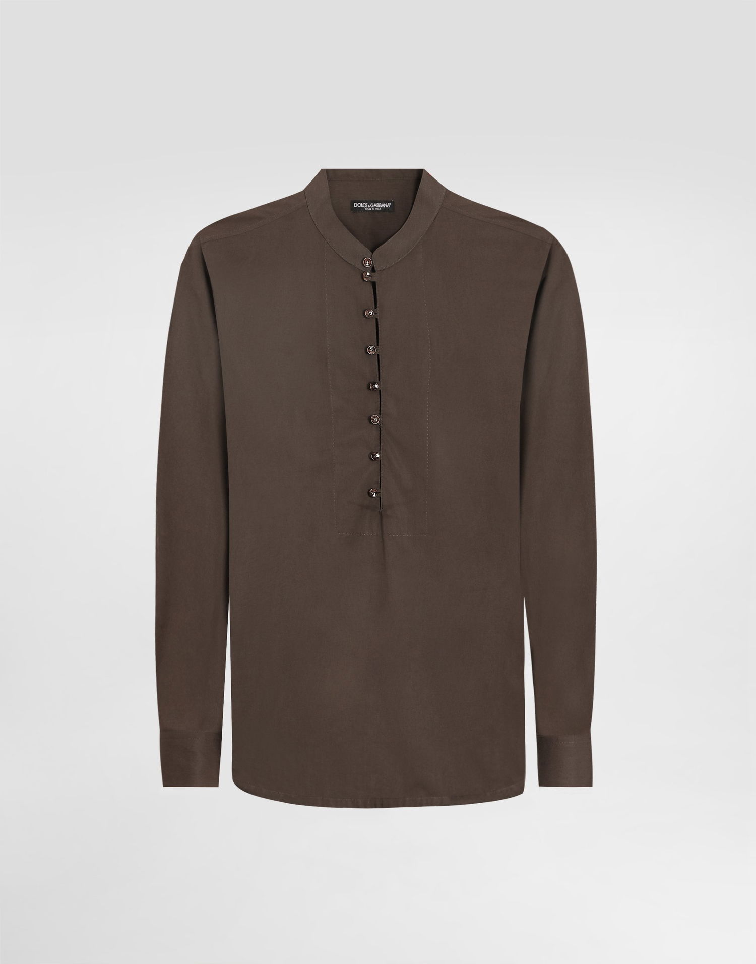 Skjorte Dolce & Gabbana Dolce & Gabbana Mandarin Shirt In Cotton Canvas Brun | G5NI5TFU5X4M1213, 0