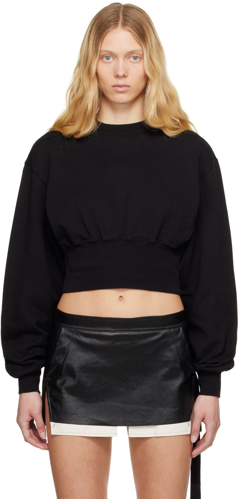 Sweater Rick Owens Rick Owens DRKSHDW Hollywood Tatlin Cropped Sweatshirt Sort | DS01E3225 FP