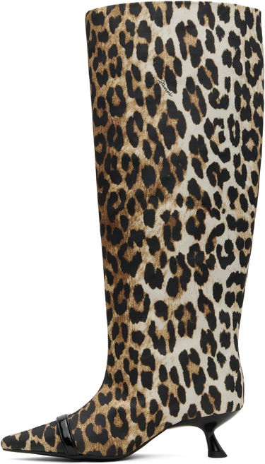 Tilbehør GANNI GANNI Slouchy Leopard-Print Kitten Heel Boots Flerfarvet | S2877, 2