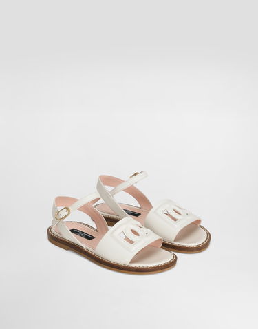 Tilbehør Dolce & Gabbana Dolce & Gabbana Calfskin Sandals With Cut-Out Logo Hvid | D11308A12238S936, 1