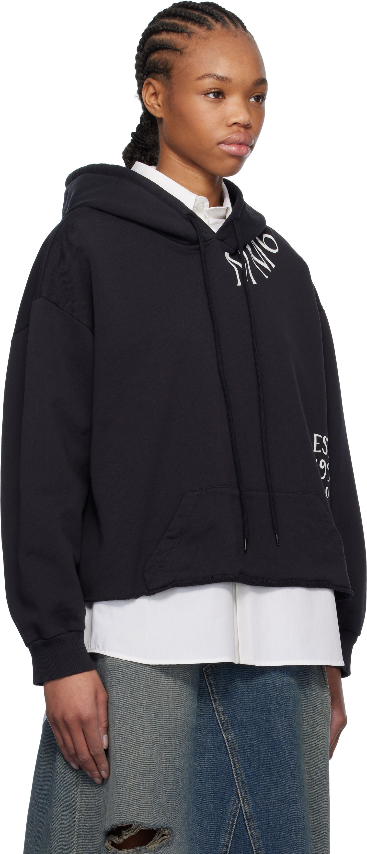 Sweatshirt Maison Margiela MM6 Maison Margiela Raw Edge Cropped Hoodie Sort | S52GU0241 M25012, 1