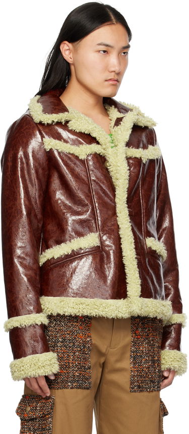 Jakke Anna Sui Anna Sui Runway Faux-Leather and Shearling Jacket Brun | M824A31, 1
