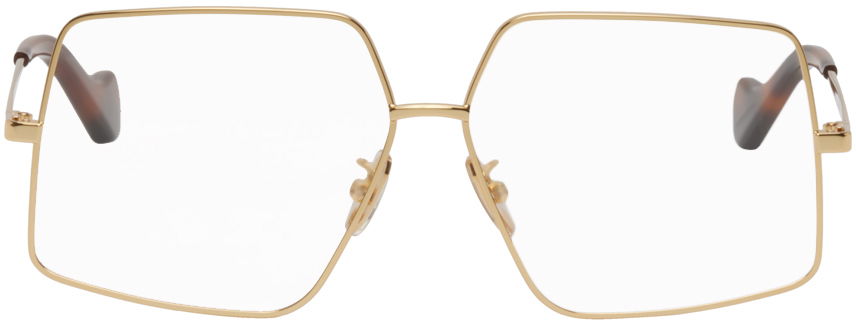 Solbriller Loewe Gold Oversized Square Glasses Metalisk | LW50030U, 0