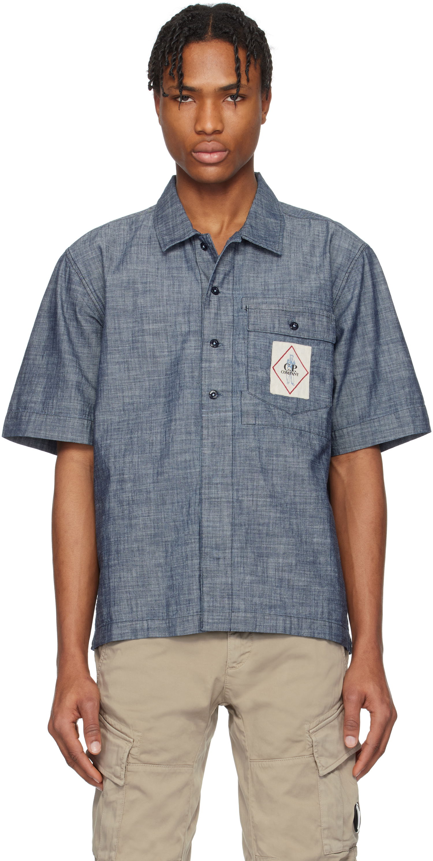 Skjorte C.P. Company C.P. Company Chambray Short Sleeve Shirt Blå | 18CMSH151A-110065W, 0