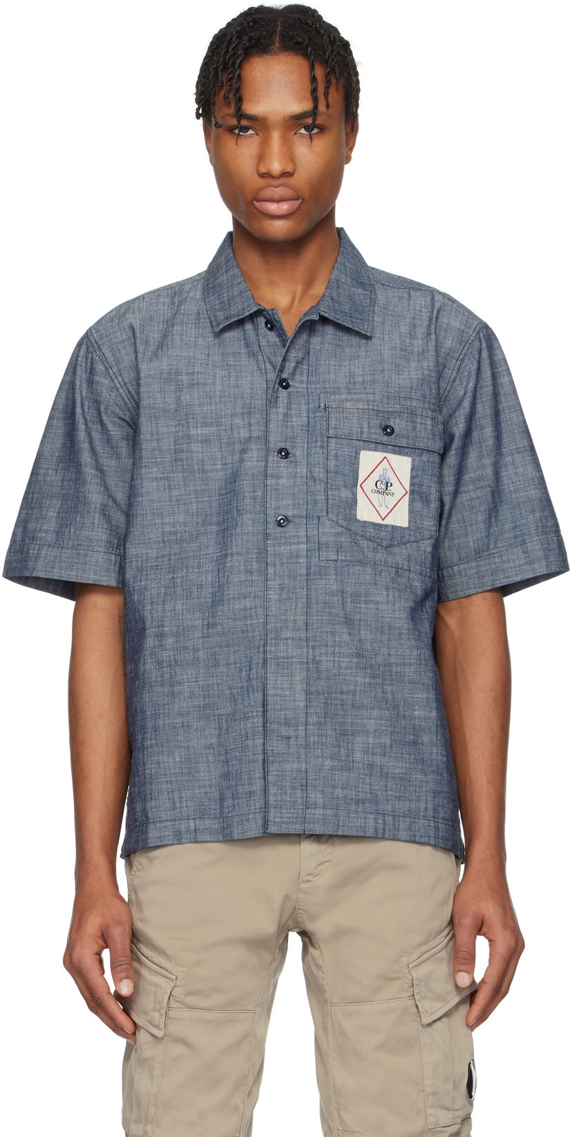 Skjorte C.P. Company C.P. Company Chambray Short Sleeve Shirt Blå | 18CMSH151A-110065W
