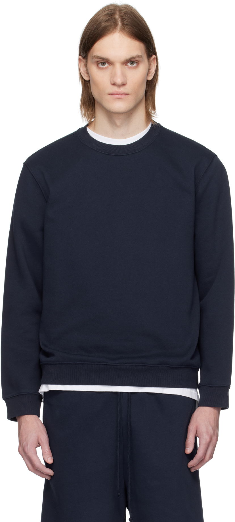 Sweater SKIMS SKIMS Fleece Lounge Sweatshirt Mørkeblå | PL-PLO-8028M-NAVY