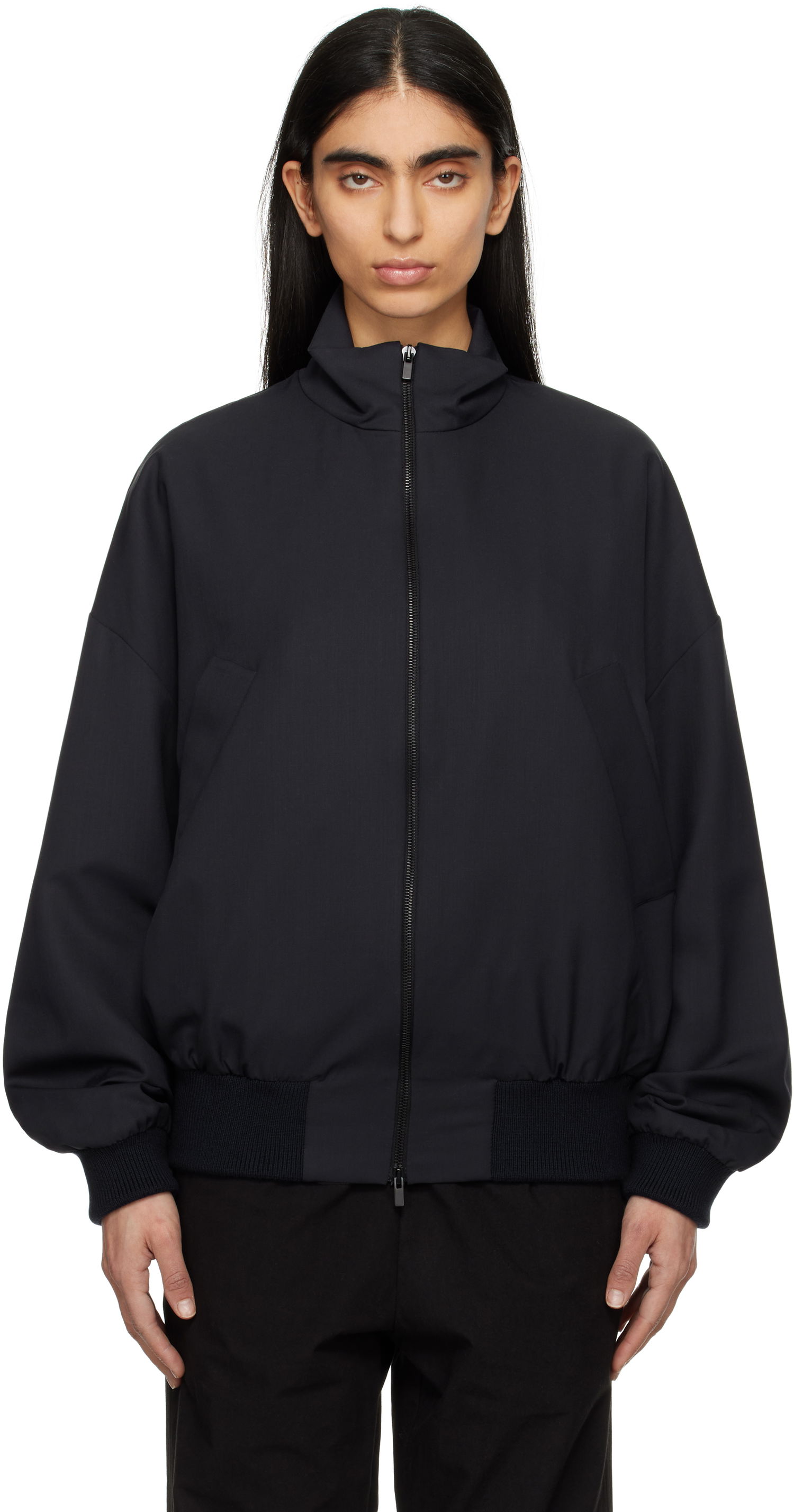 Bomberjakke Fear of God Fear of God Wool High Neck Track Jacket Sort | FGE230-327HTW, 0