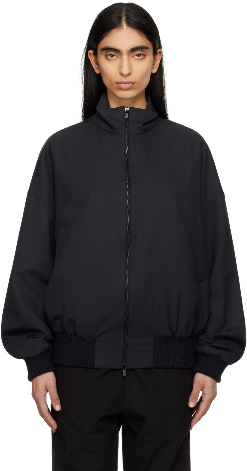Bomberjakke Fear of God Fear of God Wool High Neck Track Jacket Sort | FGE230-327HTW
