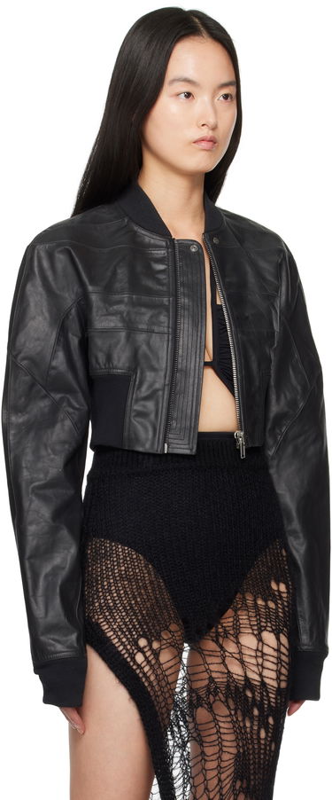 Bomberjakke Rick Owens Rick Owens Hollywood Girdered Cropped Leather Bomber Jacket Sort | RP01E7713 LTP, 1