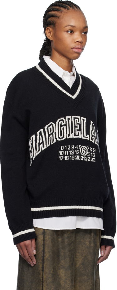 Sweater Maison Margiela MM6 Maison Margiela Varsity Jacquard Sweater Hvid | S52HN0009 M13085, 4