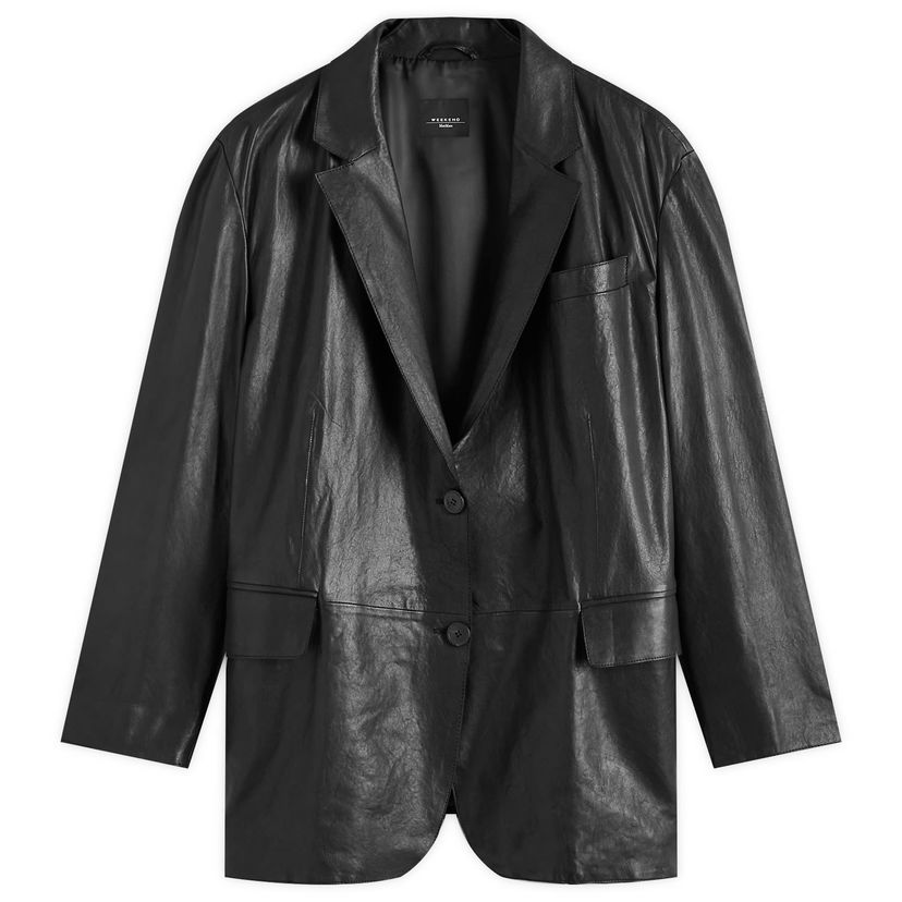 Jakke Max Mara Weekend Max Mara Marat Leather Jacket Sort | 2515441031600