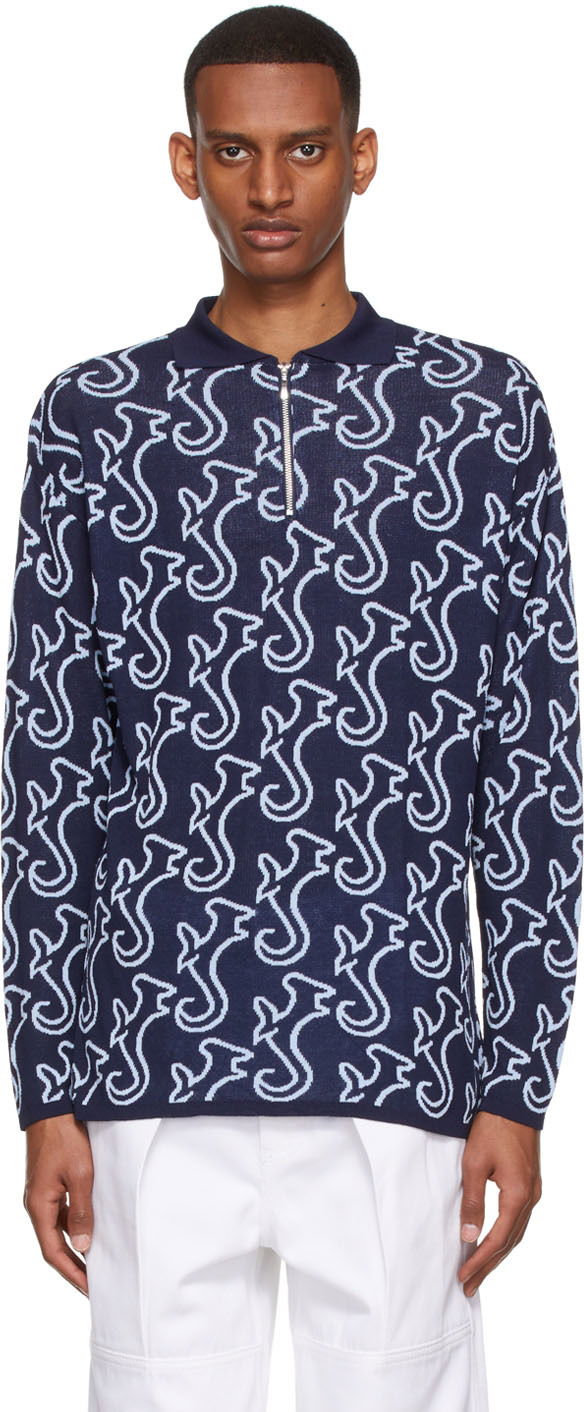Polo skjorte Serapis Hippocampus Print Polo Shirt Blå | SS22_KP_1