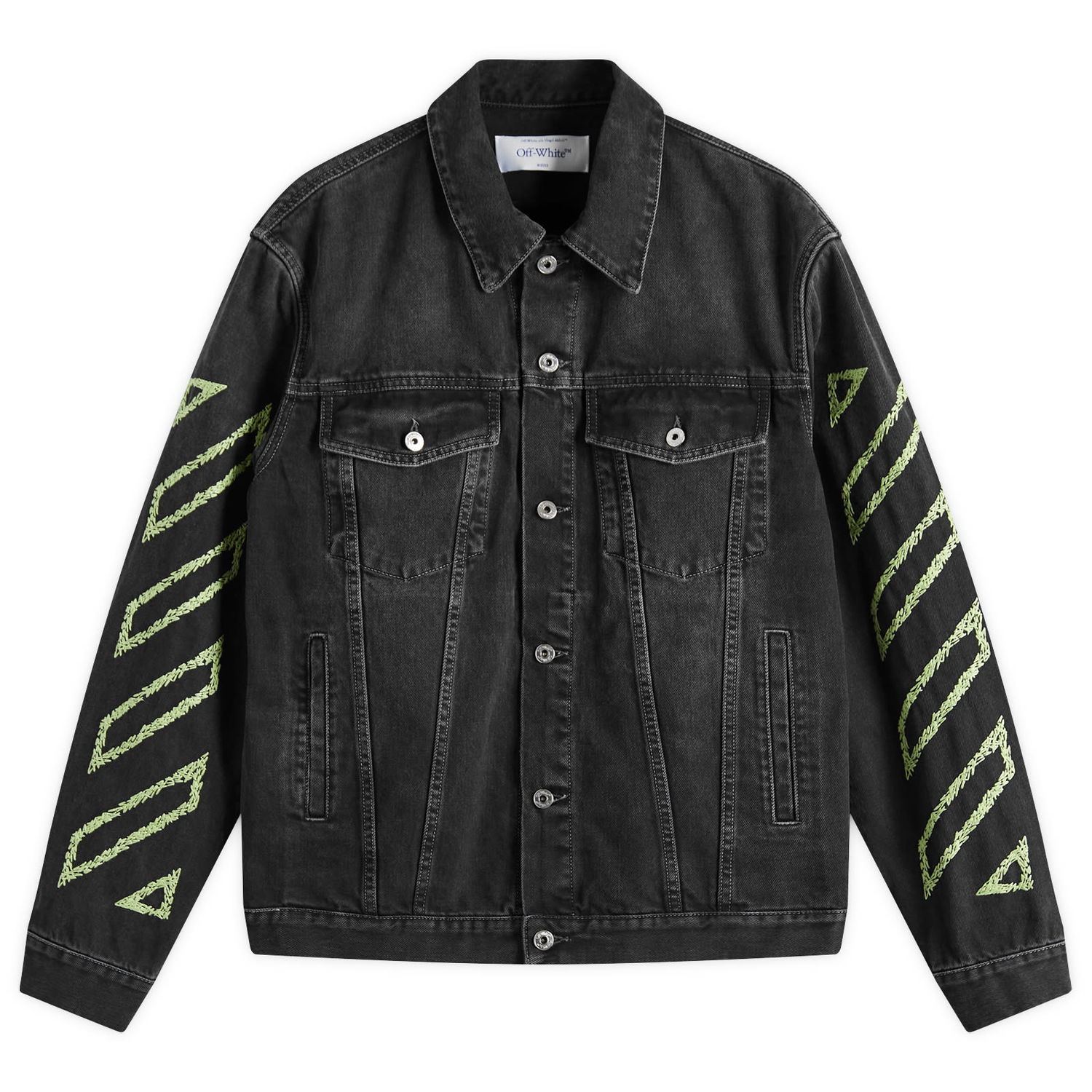 Jakke Off-White Off-White Diagonal Outline Denim Jacket, Size Large Sort | OMYE09BS25DEN0041350, 1
