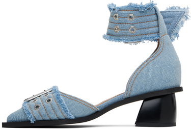 Sneakers og sko GANNI GANNI Denim Buckle Open Cut Heels Blå | S2942, 2